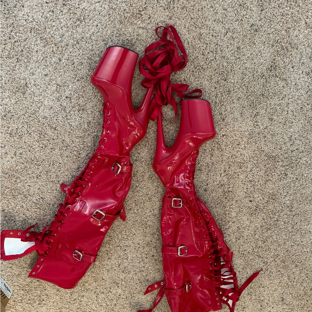 PLEASER Red High knee boots 

Flamingo-3028